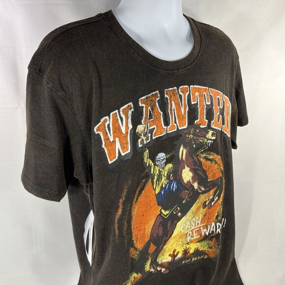 REASON BRAND T SHIRT MENS LARGE BLACK BROWN TIE DYE WANTED CASH REWARD HORSE NWT - Picture 4 of 12